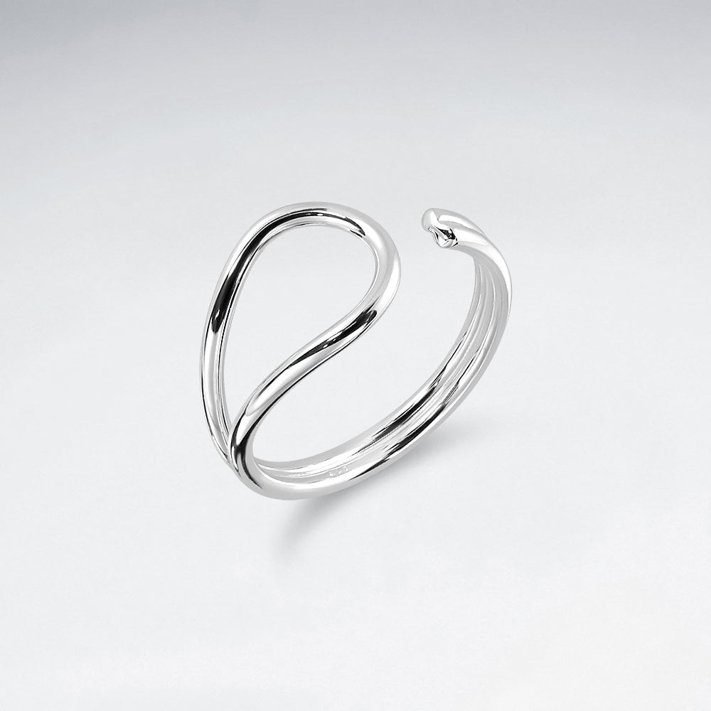 Sterling Silver Open End Teardrop Ring