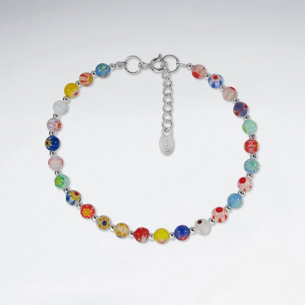 Sterling Silver Mixed Stone Bead Bracelet