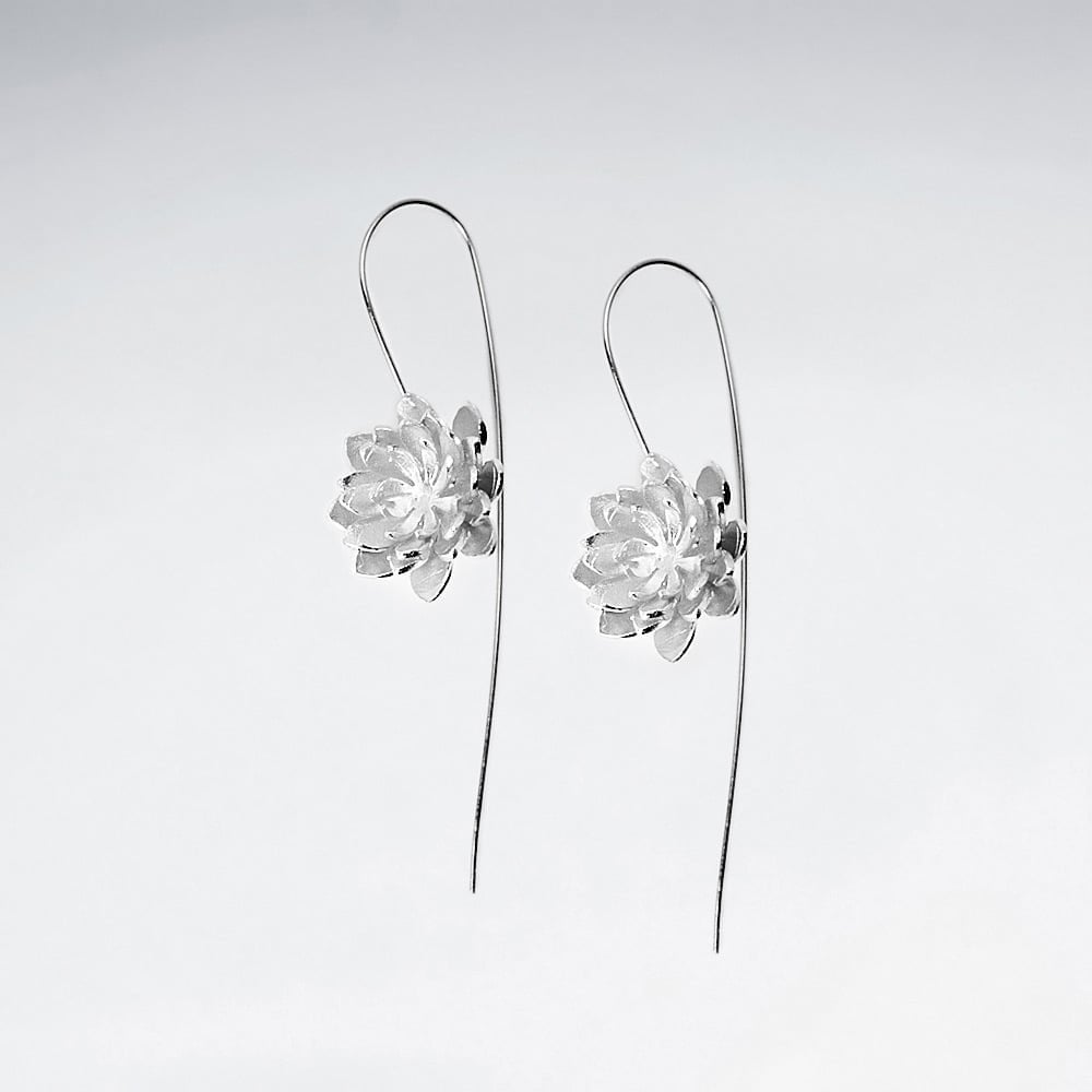Blooming Gardens Silver Flower Threader Earrings