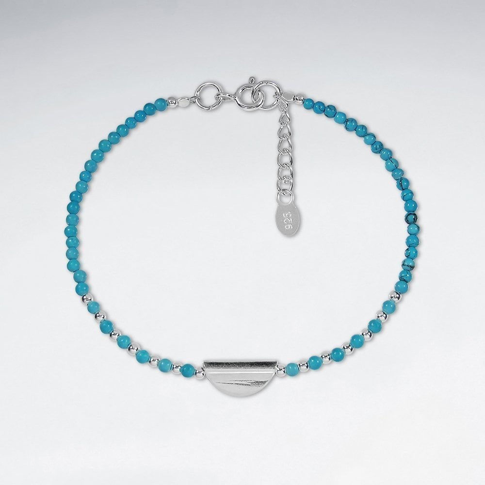 Sterling Silver and Glass Turquoise Beads Bracelet