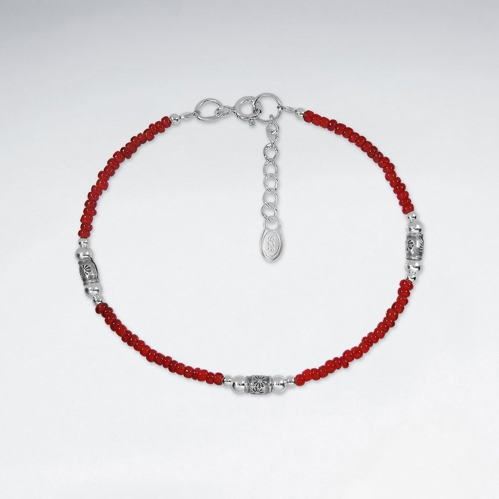Sterling Silver Glass Beaded Bracelet