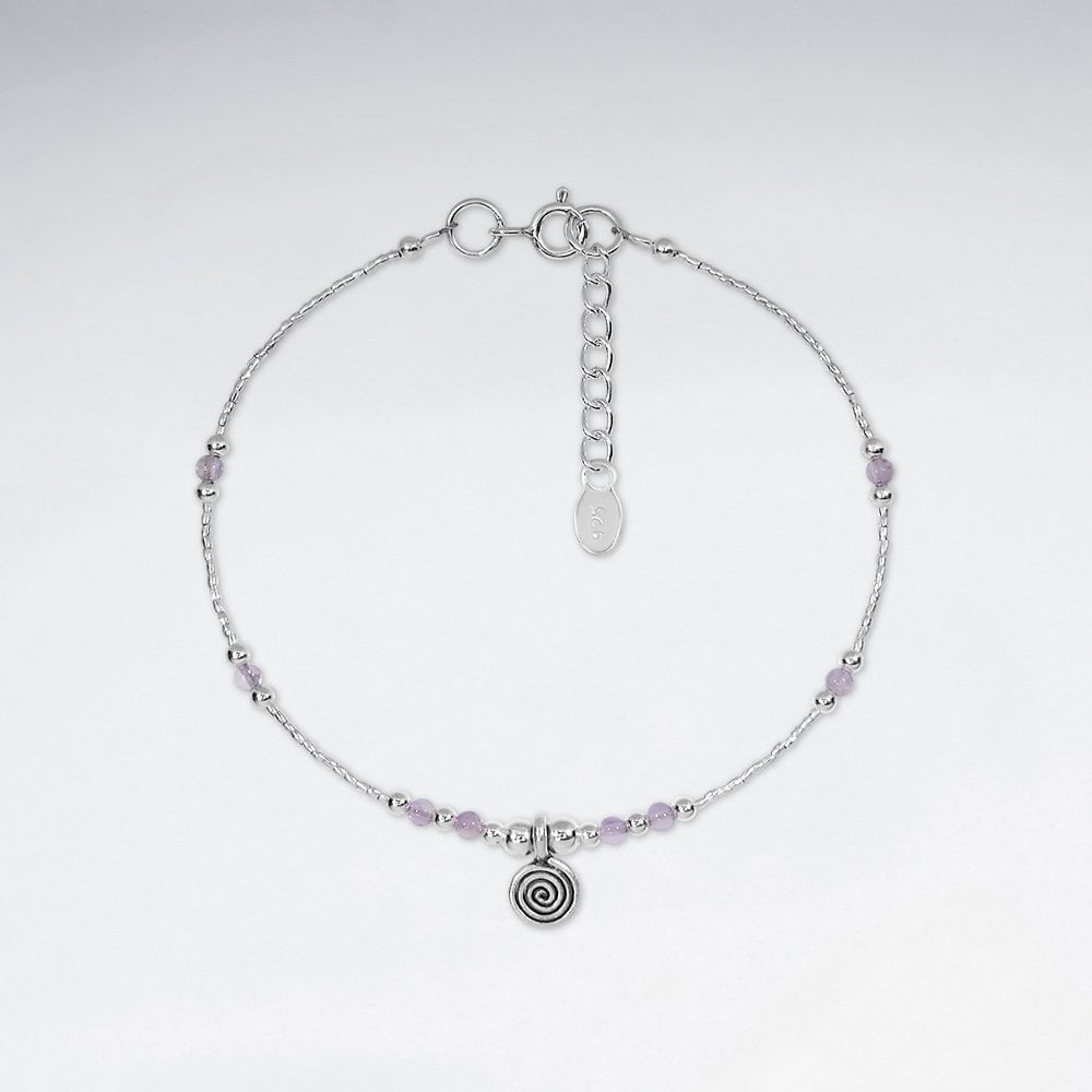 Sterling Silver Mixed Gems Charm Bracelet