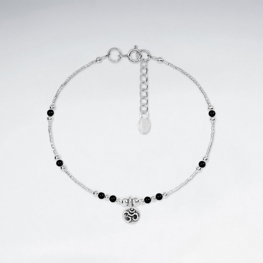 Sterling Silver Mixed Gems Charm Bracelet