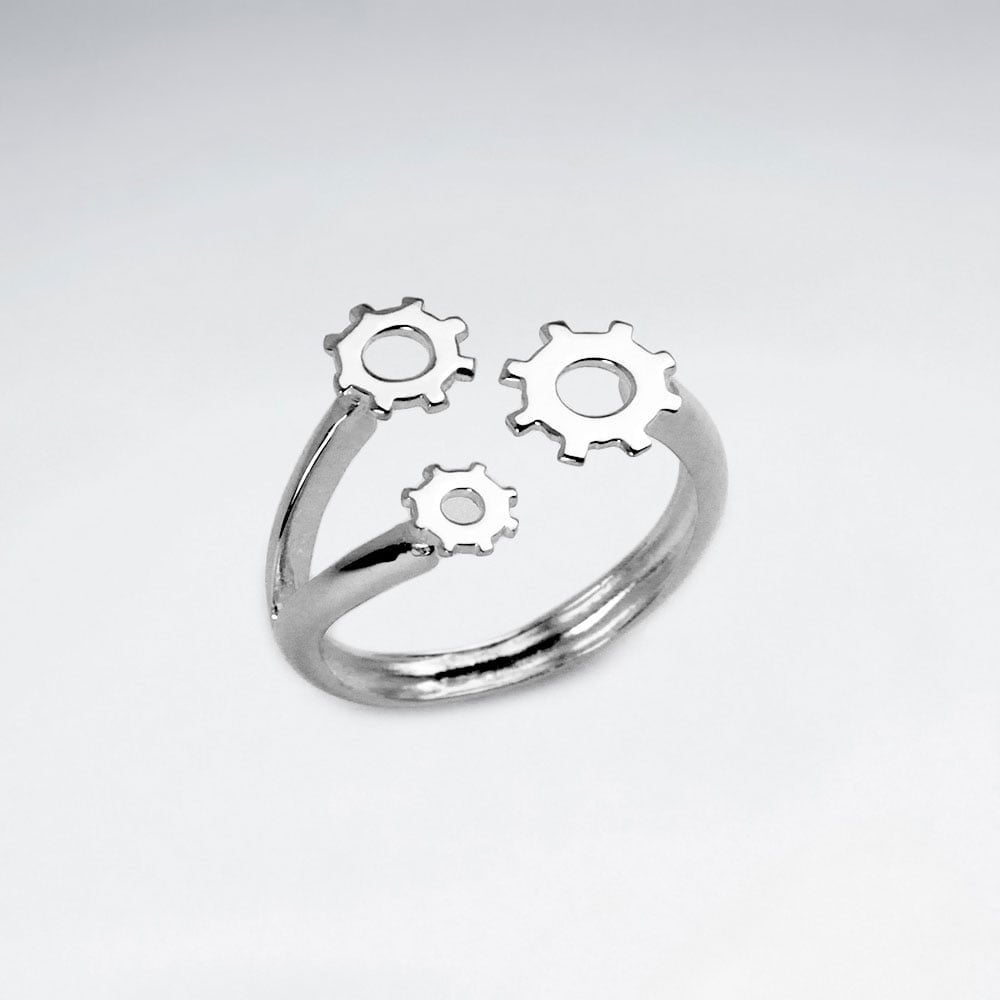 Sterling Silver Open Style Gear Ring