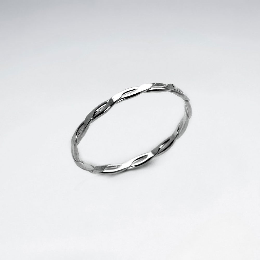 Dainty Twist Band Sterling Silver Ring