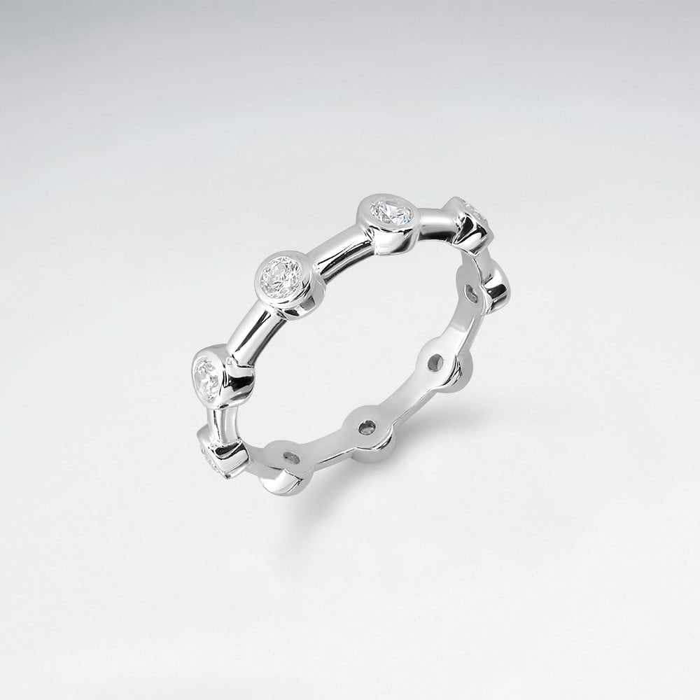 Sterling Silver and Cubic Zirconia Stud Ring