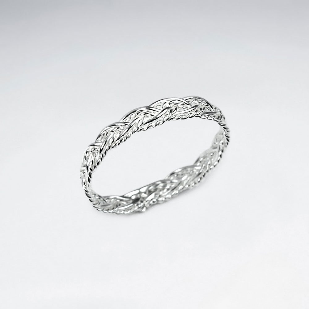 Textured Braided Weave Ring in Sterling Silver