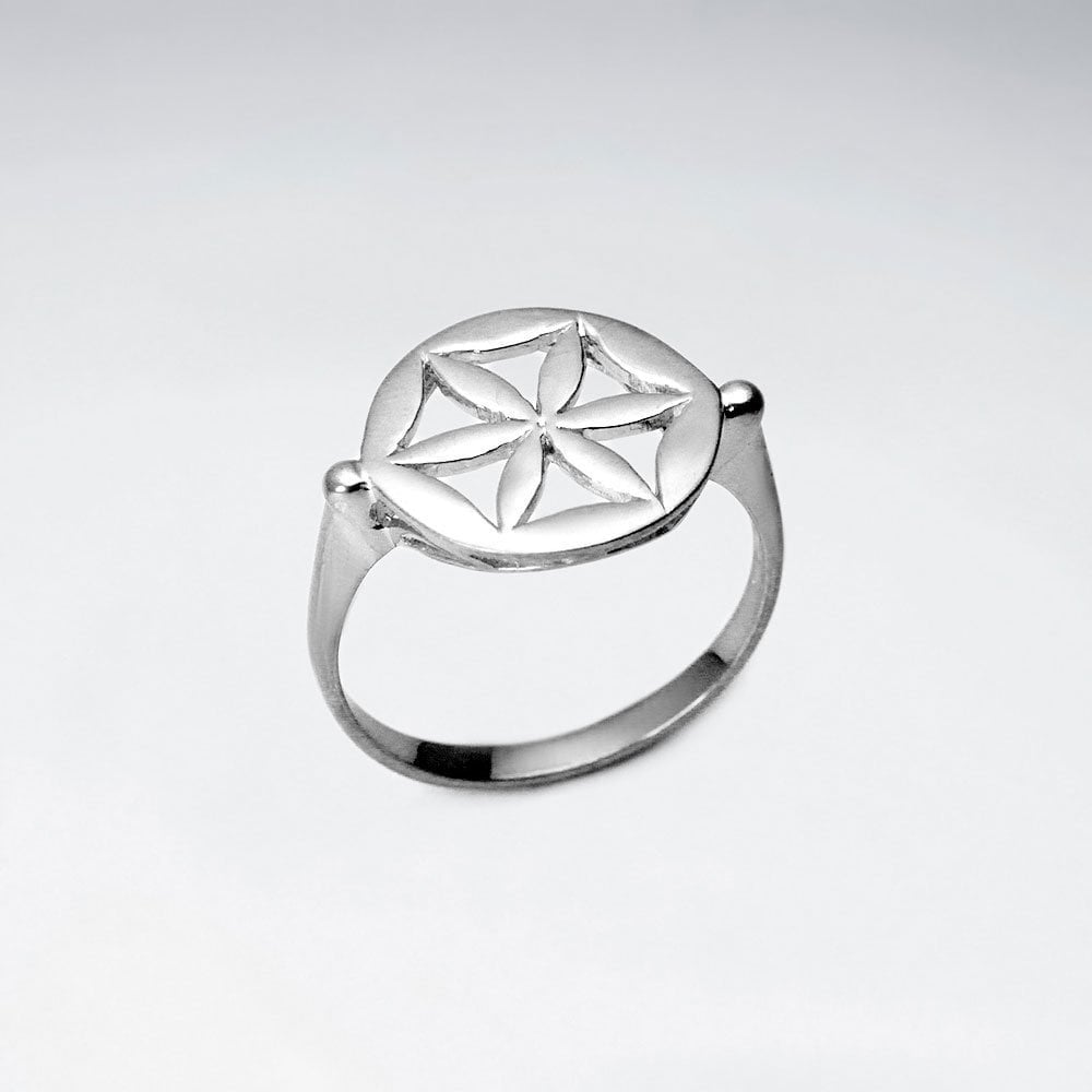 Sterling Silver Openwork Flower Inspired Ring