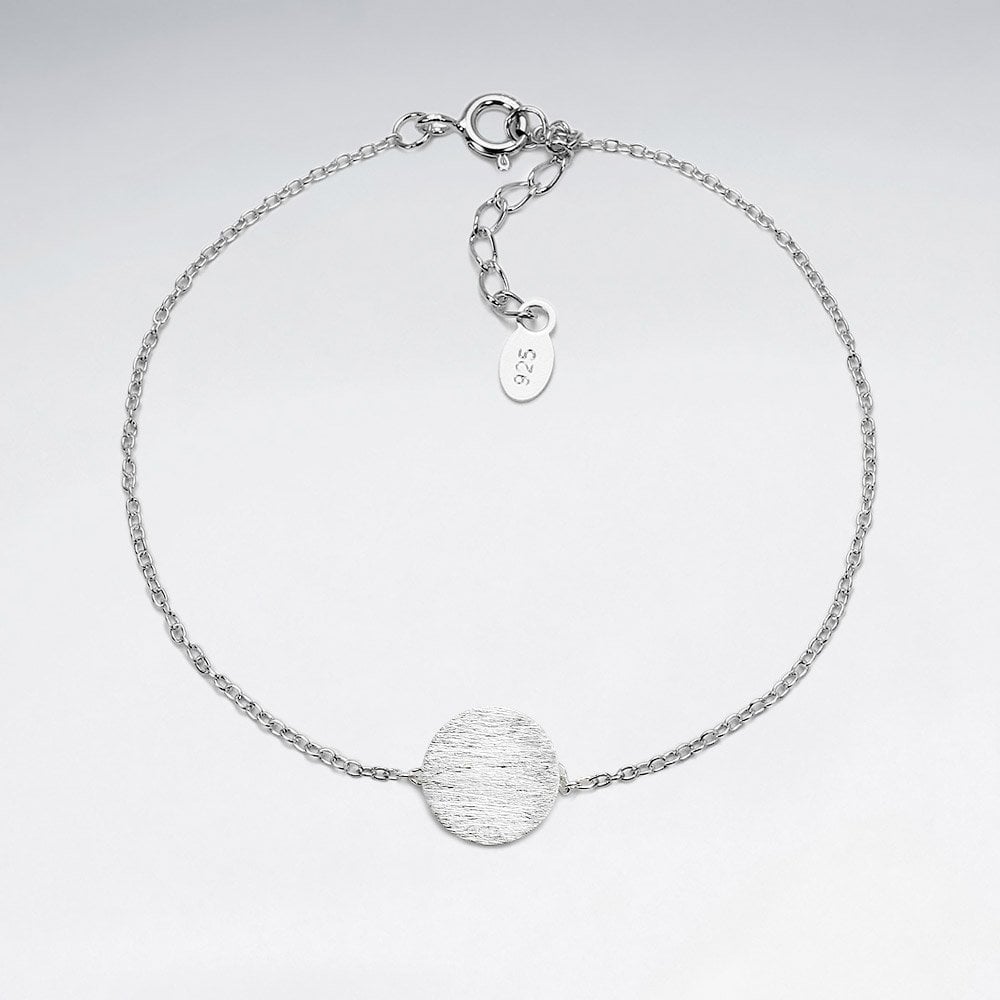 Sterling Silver Geometric Circle Charm Bracelet