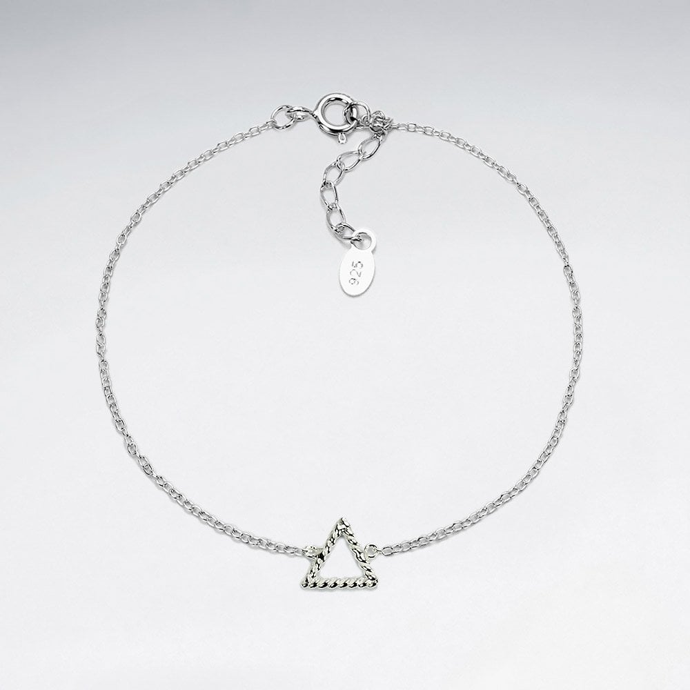 Sterling Silver Geometric Open Triangle Bracelet