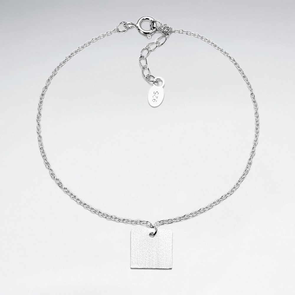 Sterling Silver Geometric Square Charm Bracelet