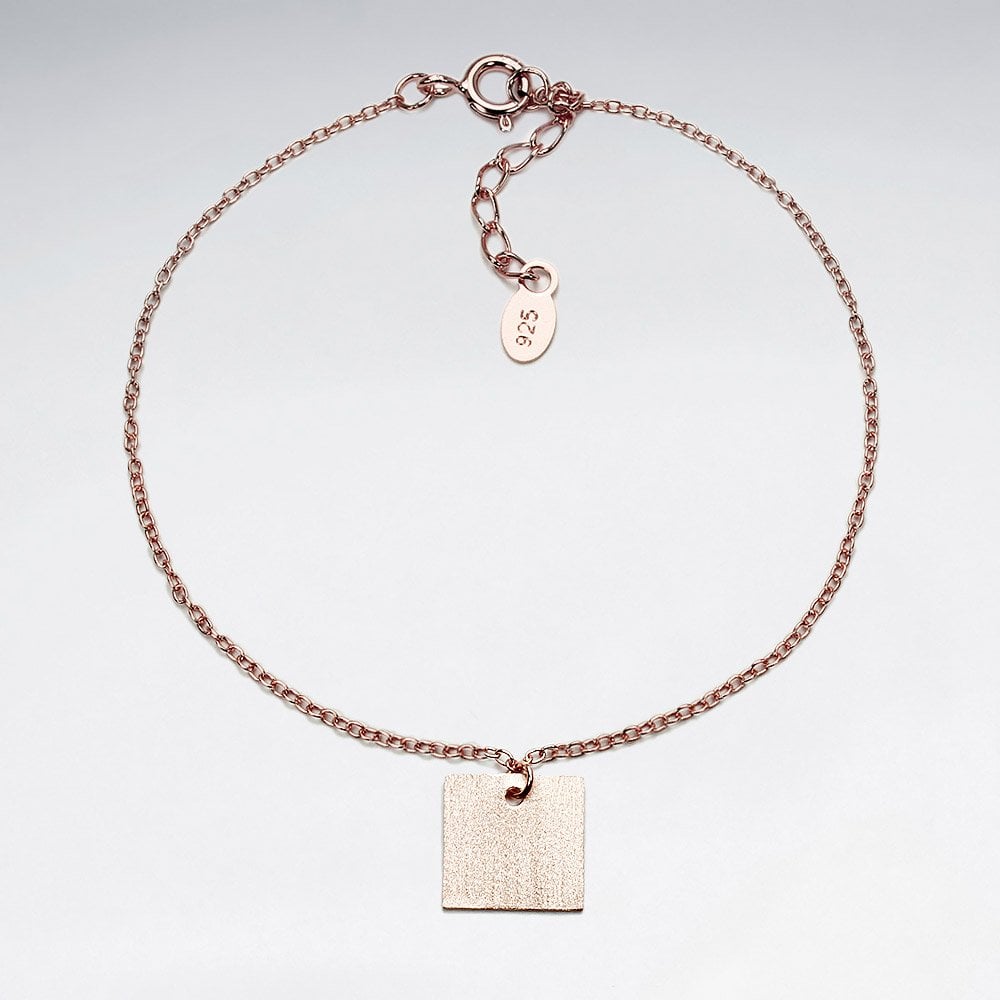 Sterling Silver Geometric Square Charm Bracelet