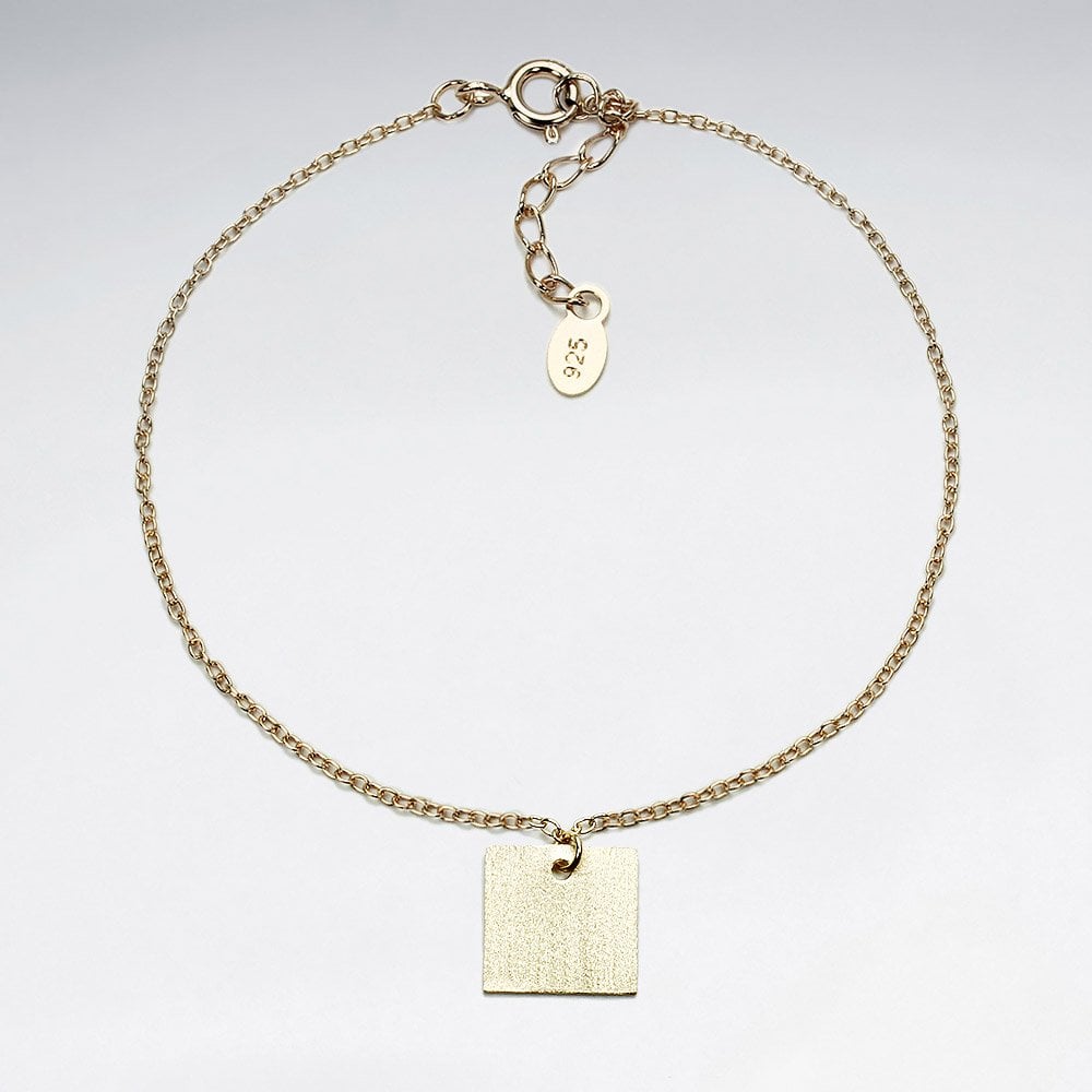 Sterling Silver Geometric Square Charm Bracelet