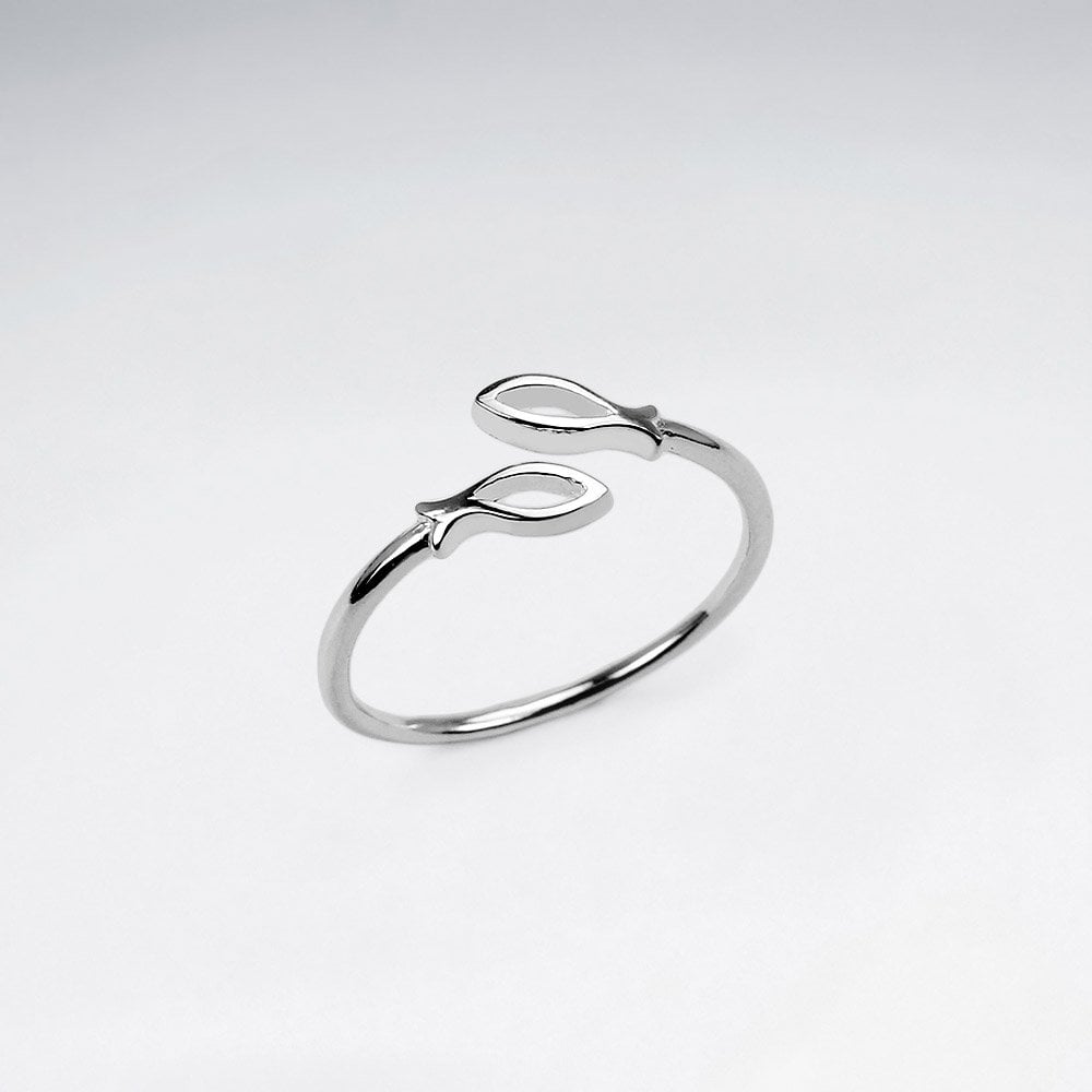 Sterling Silver Double Open Fish Ring