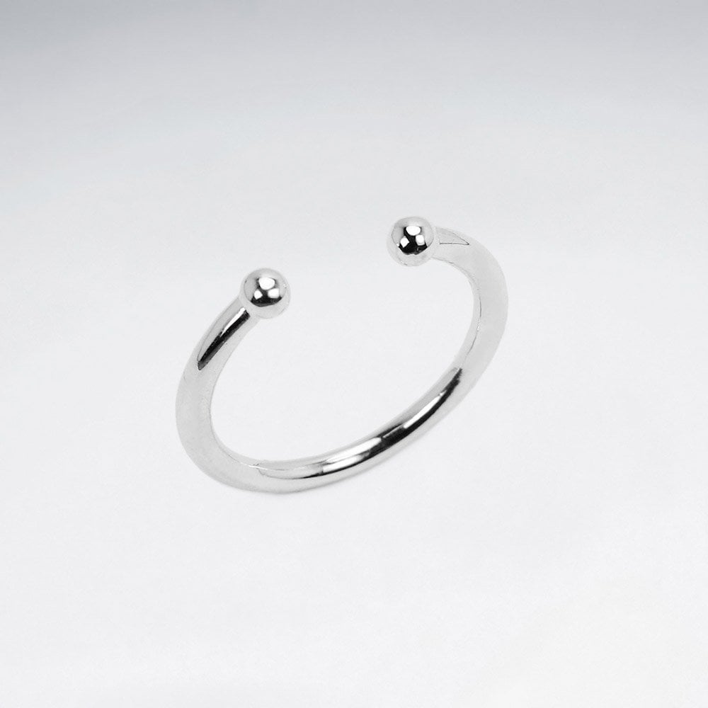 Sterling Silver Open Double Ball Ring