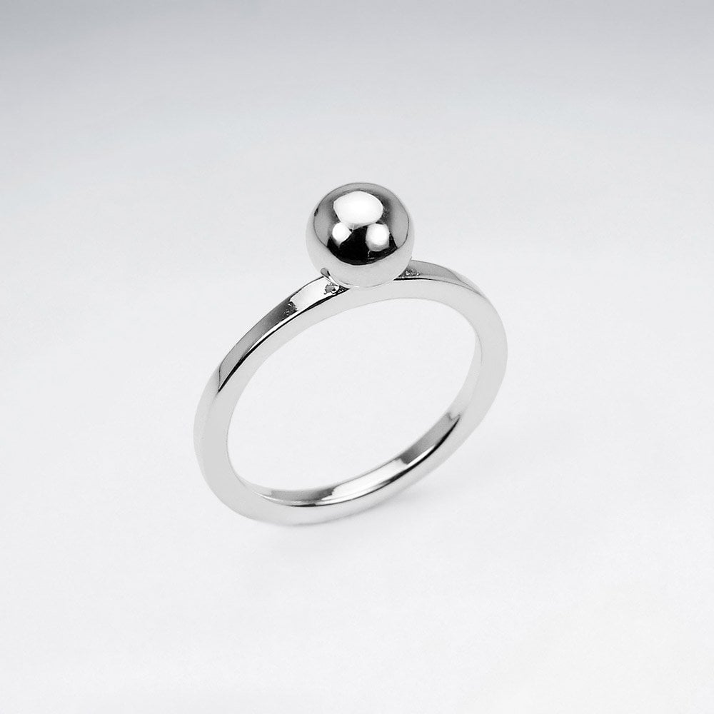 Sterling Silver Solitaire Ball Ring