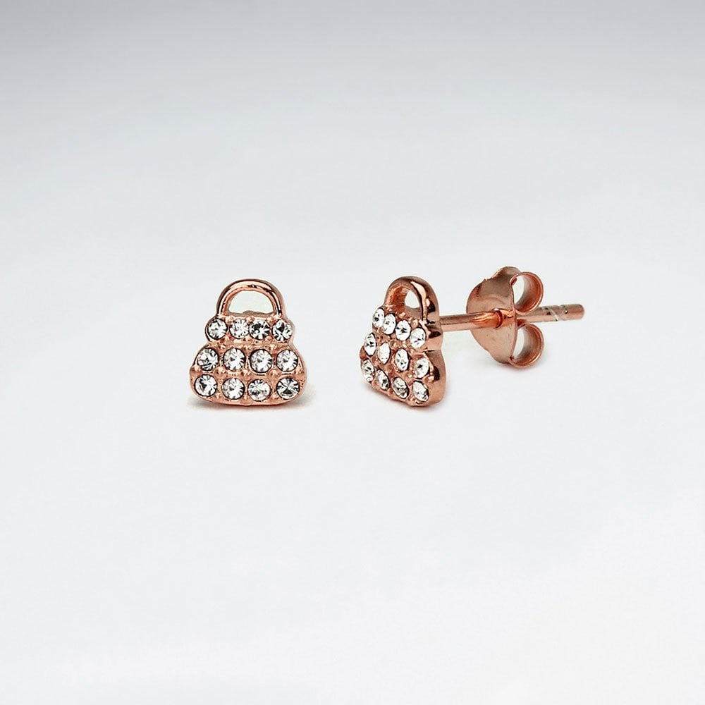 Sterling Silver CZ Purse Stud Earrings