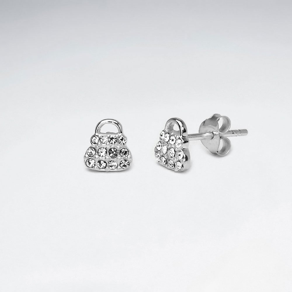 Sterling Silver CZ Purse Stud Earrings