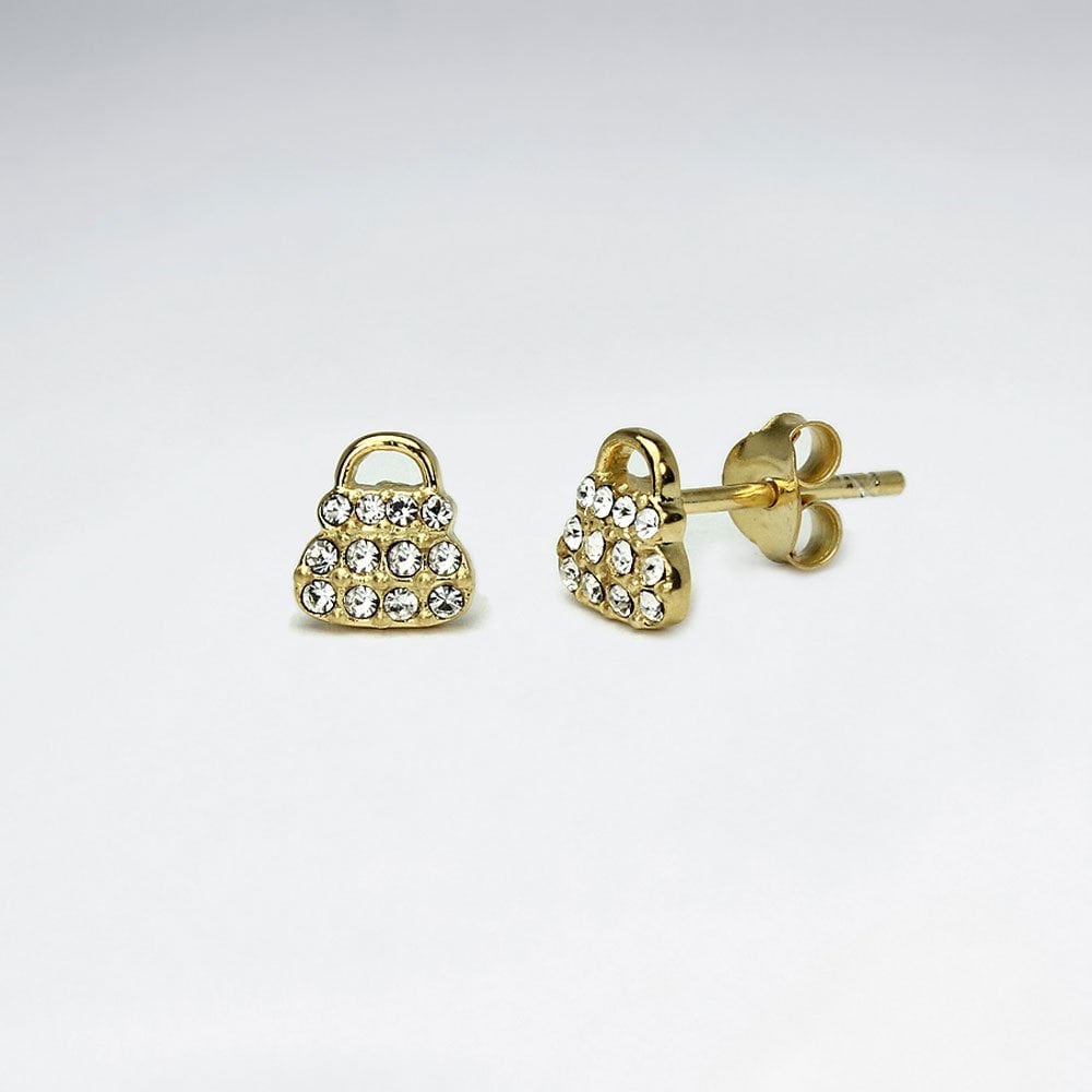 Sterling Silver CZ Purse Stud Earrings