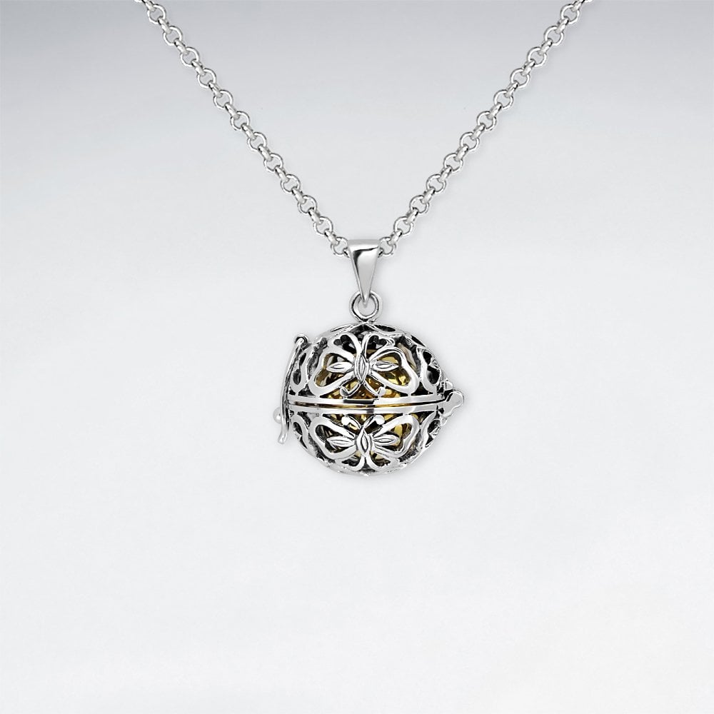 Sterling silver Filigree Bali Ball Box Pendant