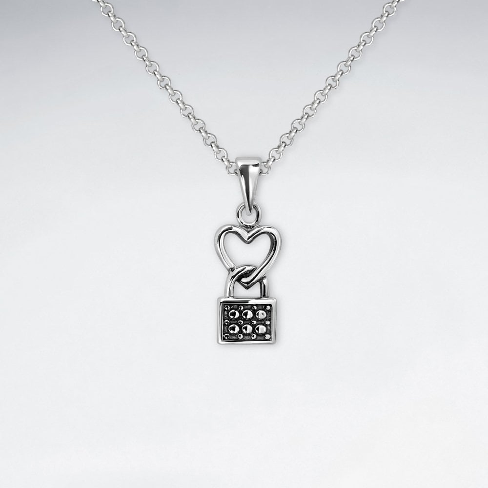 Sterling Silver Heart Lock Pendant