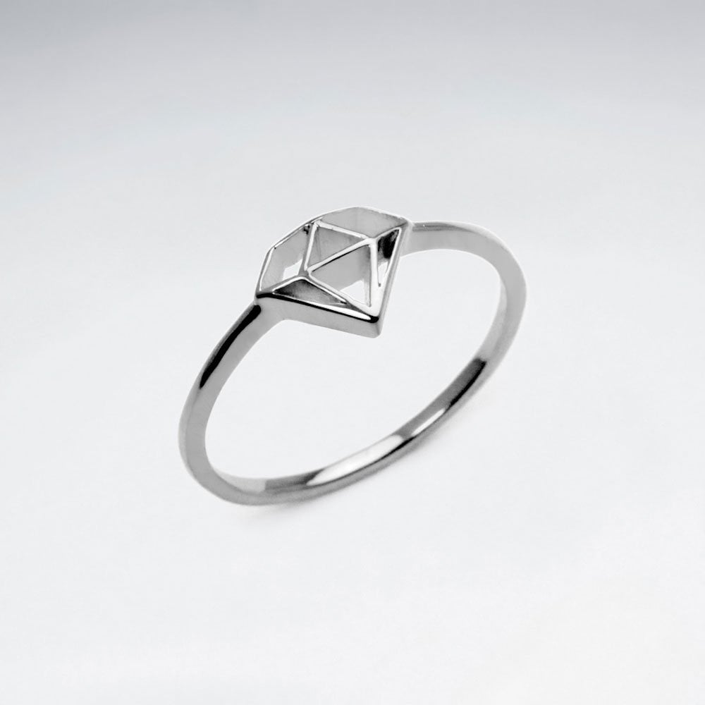 Sterling Silver Open Diamond Silhouette Ring