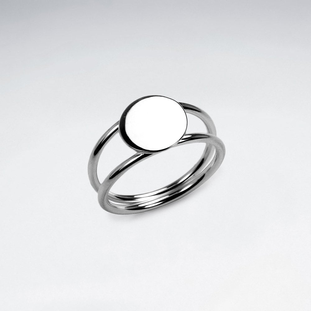 Sterling Silver Double Band Circle Engraving Ring