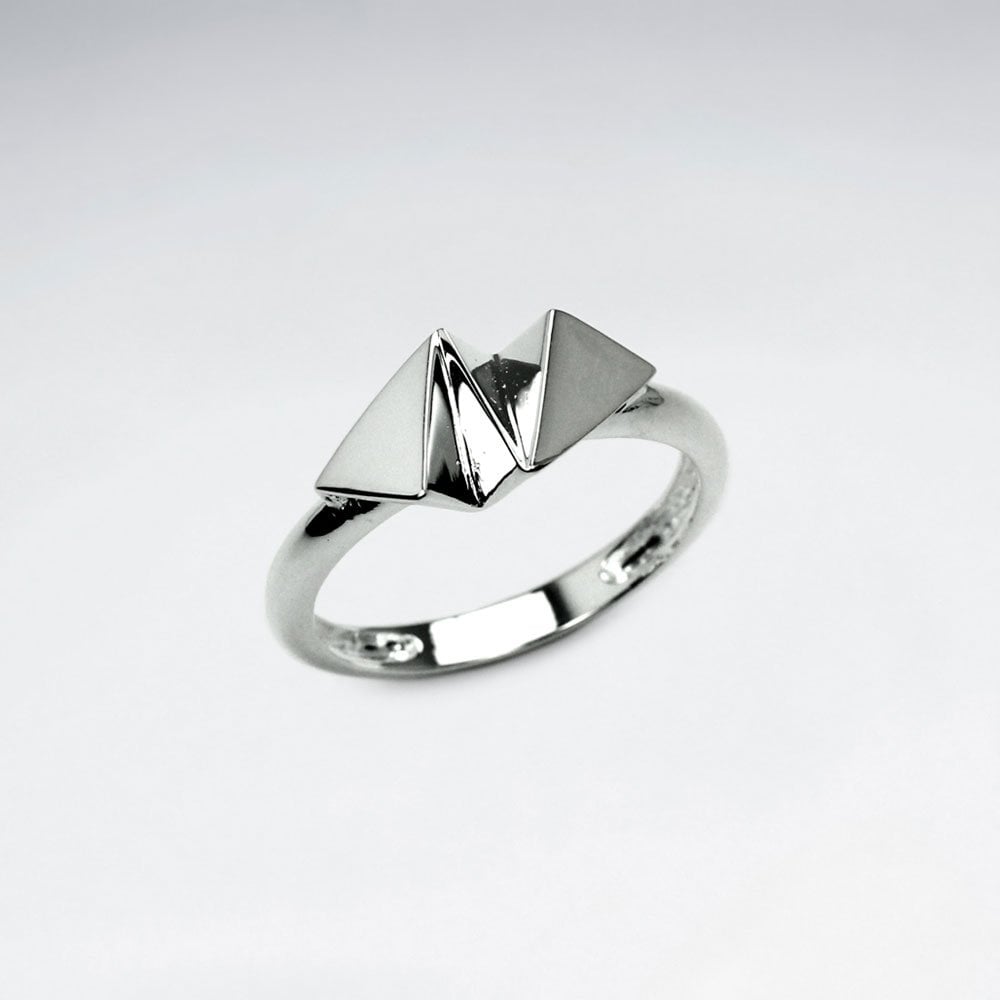 Sterling Silver Dimensional Triangle Ring