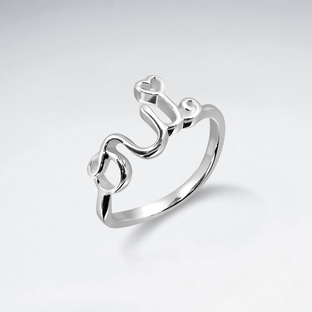 Sterling Silver Cursive "OUI" Ring