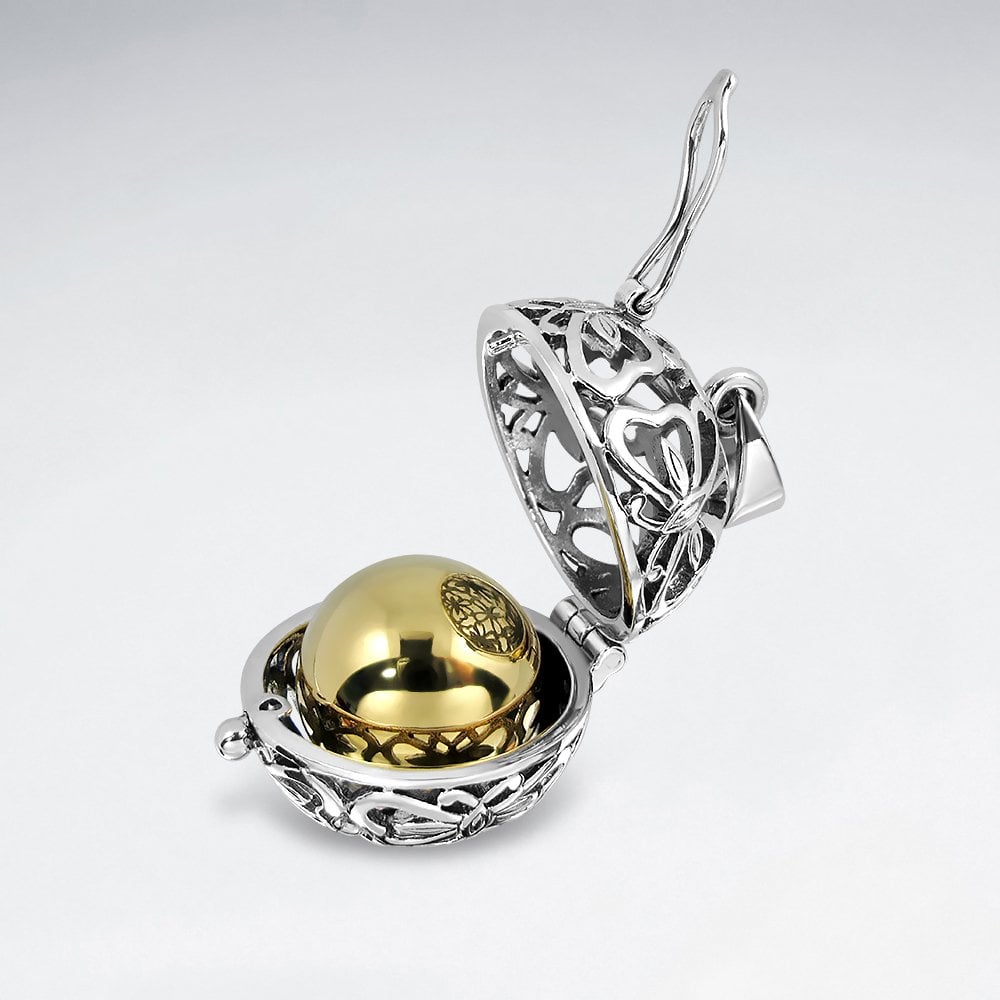 Sterling silver Filigree Bali Ball Box Pendant