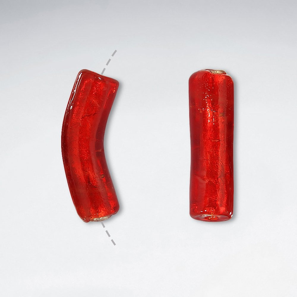 11x41mm Smooth Curved Tubular Glass Beads pkg of 10