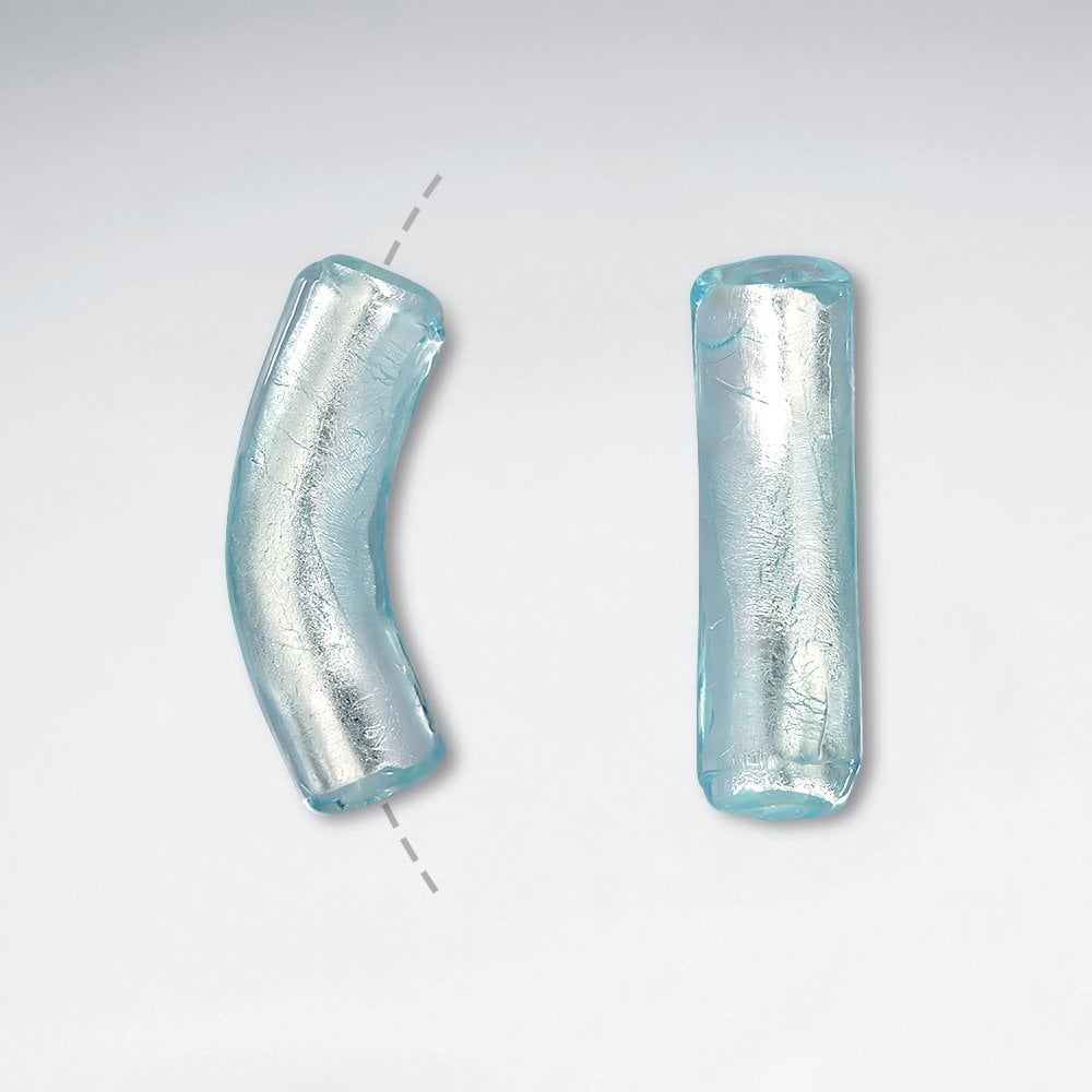 11x41mm Smooth Curved Tubular Glass Beads pkg of 10