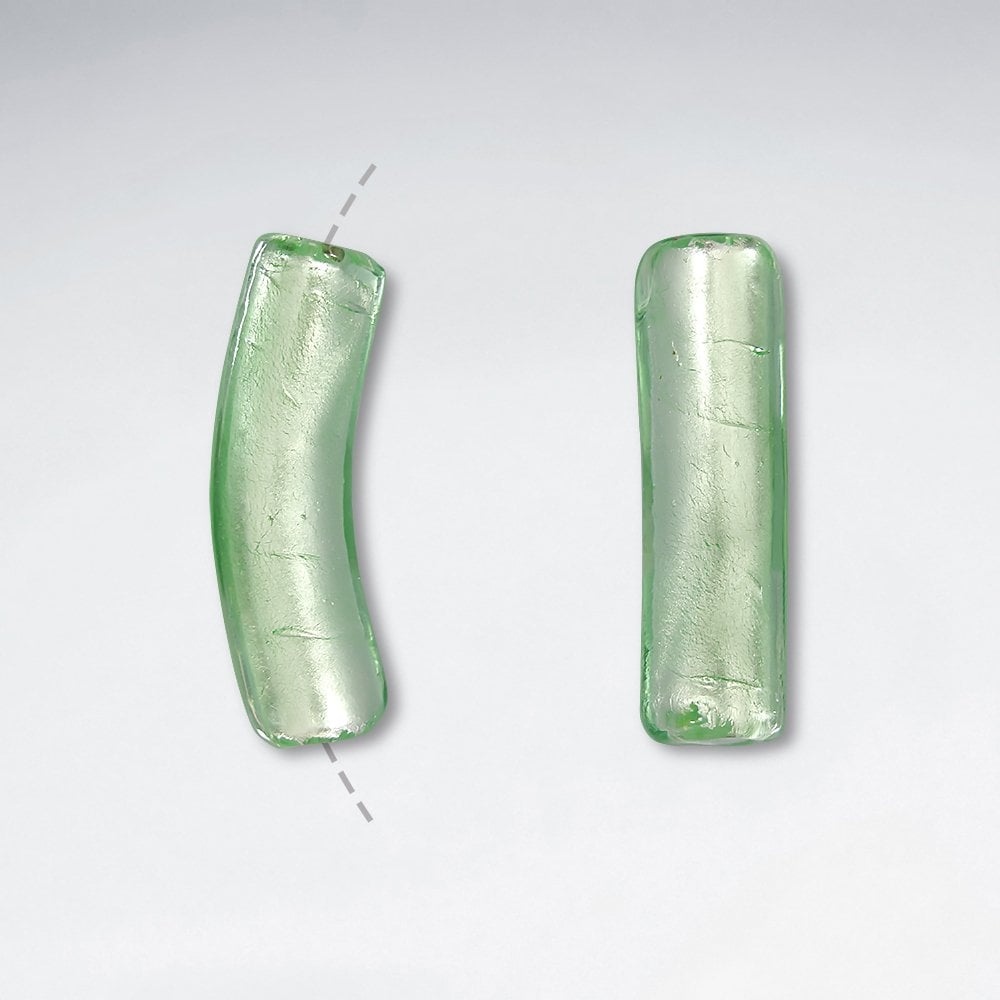 11x41mm Smooth Curved Tubular Glass Beads pkg of 10