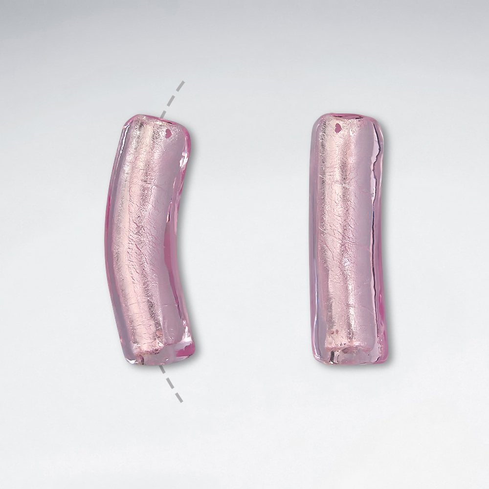 11x41mm Smooth Curved Tubular Glass Beads pkg of 10