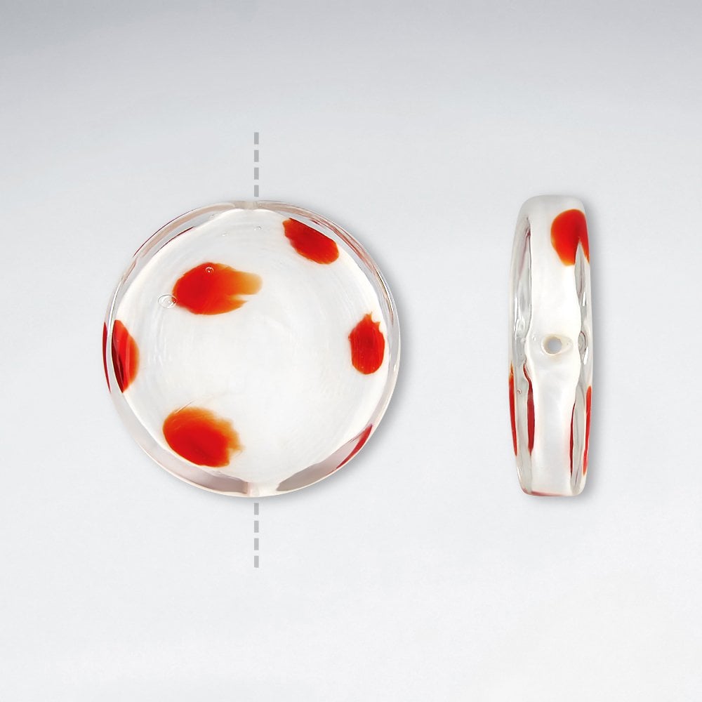 34x35mm Flat Circle Smooth Dotted Lampwork Glass Beads pkg of 10