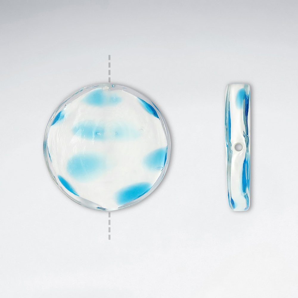 34x35mm Flat Circle Smooth Dotted Lampwork Glass Beads pkg of 10