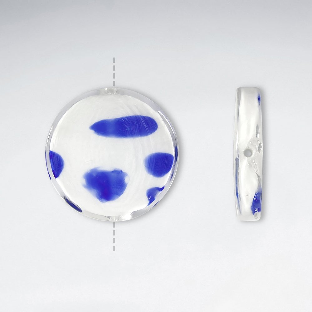 34x35mm Flat Circle Smooth Dotted Lampwork Glass Beads pkg of 10