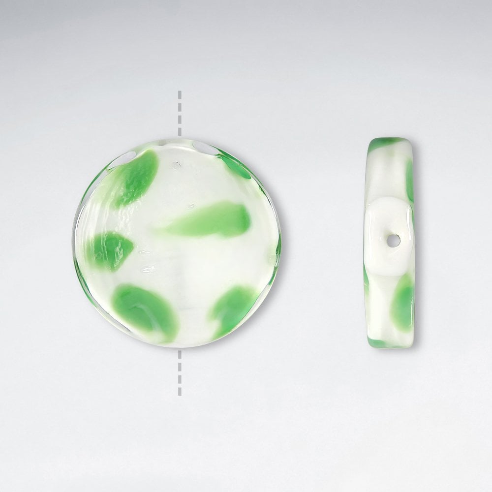 34x35mm Flat Circle Smooth Dotted Lampwork Glass Beads pkg of 10