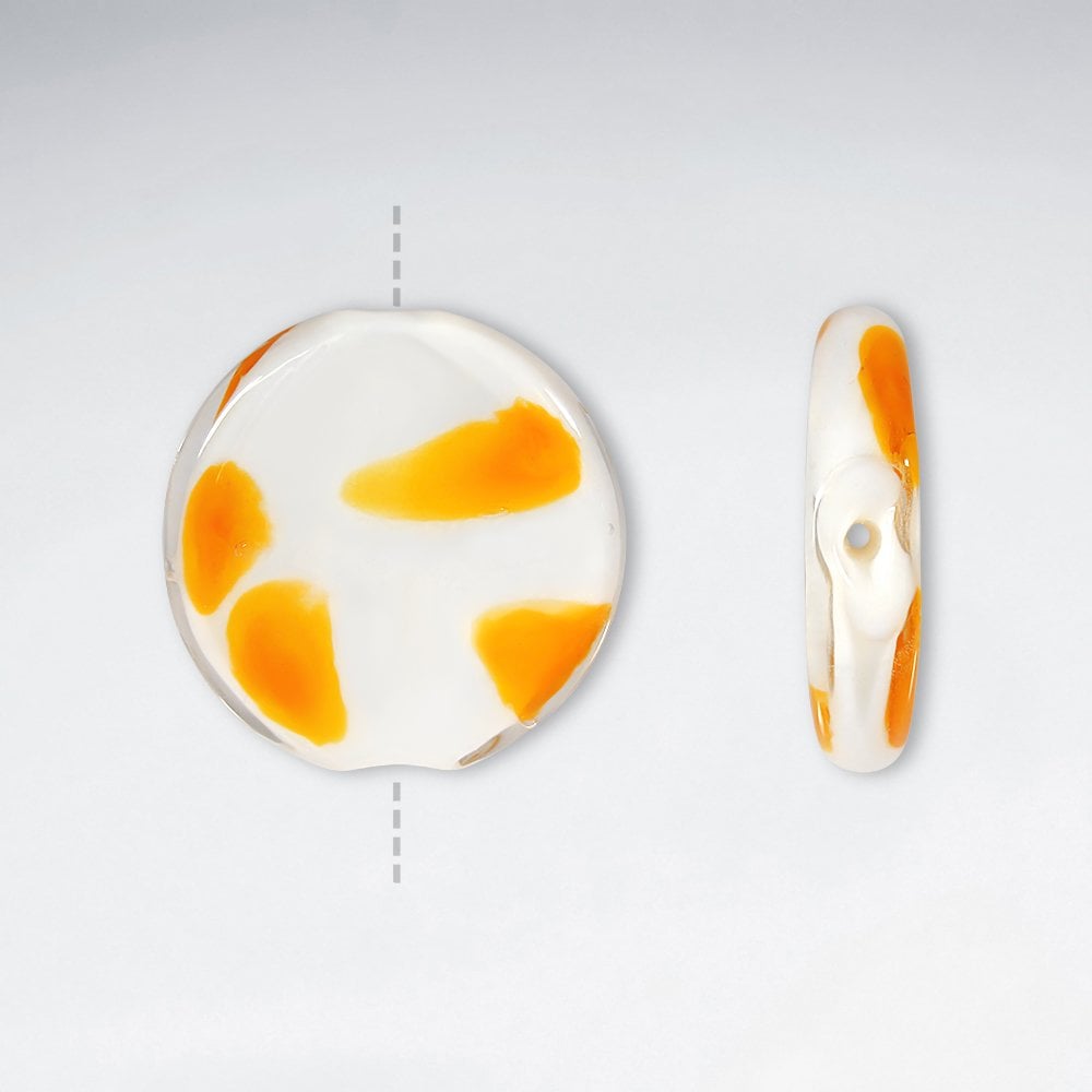 34x35mm Flat Circle Smooth Dotted Lampwork Glass Beads pkg of 10