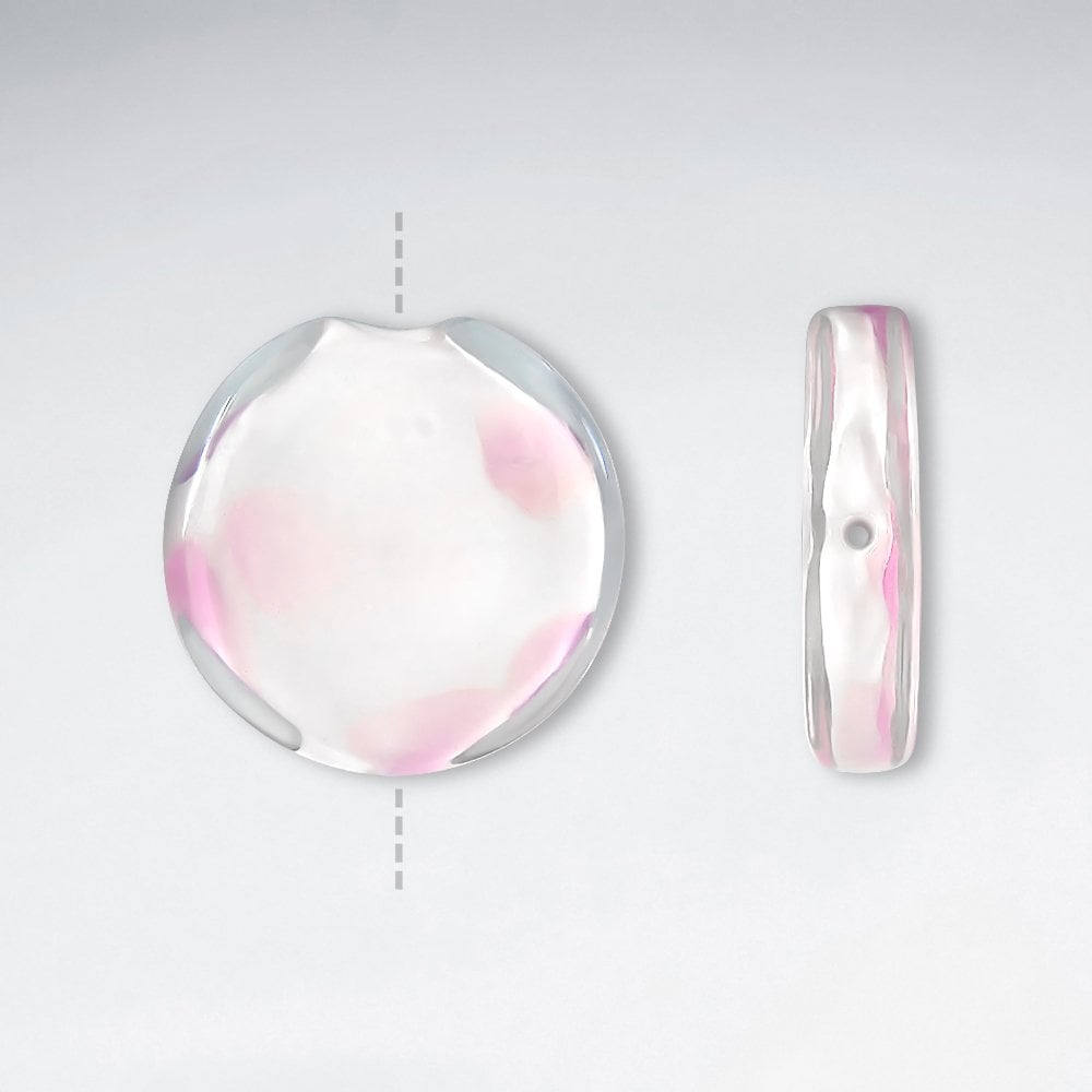 34x35mm Flat Circle Smooth Dotted Lampwork Glass Beads pkg of 10