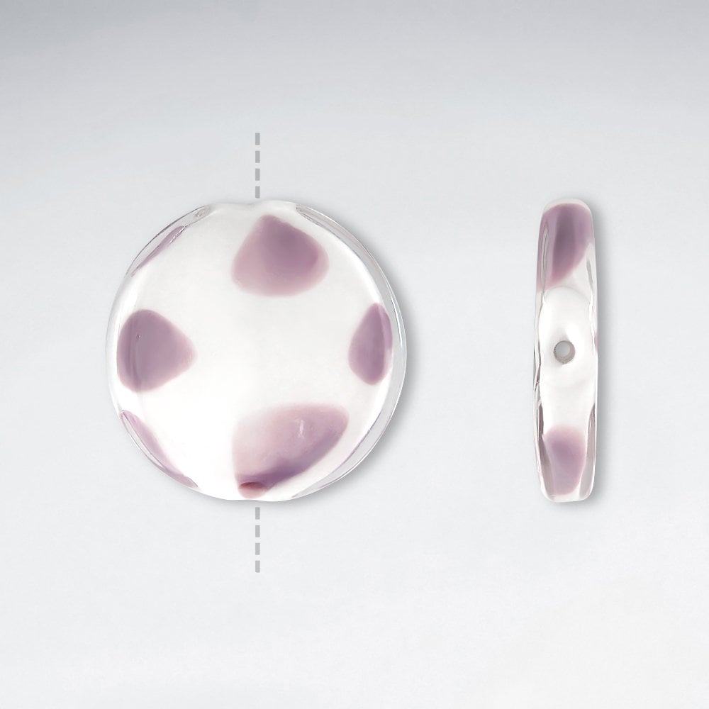 34x35mm Flat Circle Smooth Dotted Lampwork Glass Beads pkg of 10