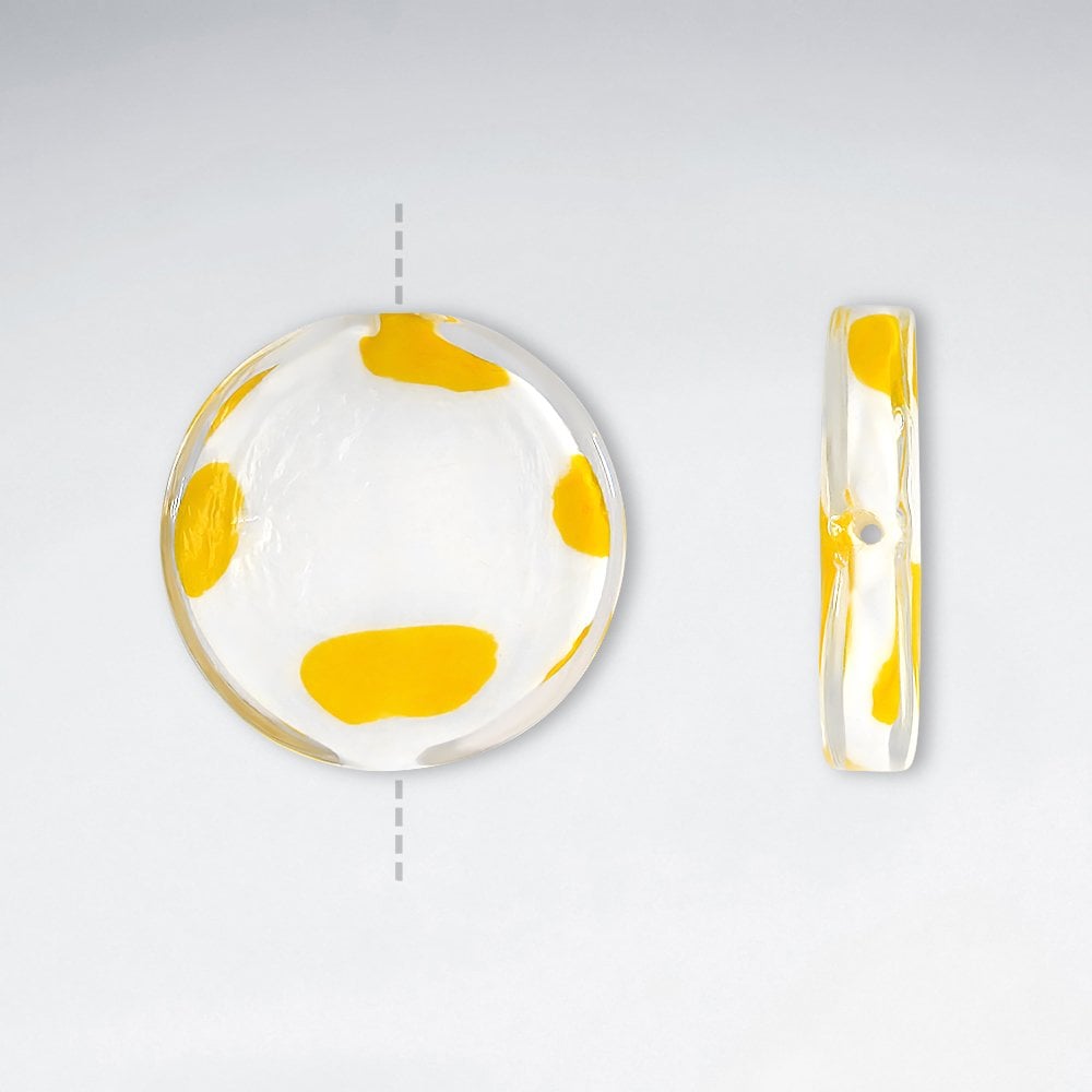 34x35mm Flat Circle Smooth Dotted Lampwork Glass Beads pkg of 10