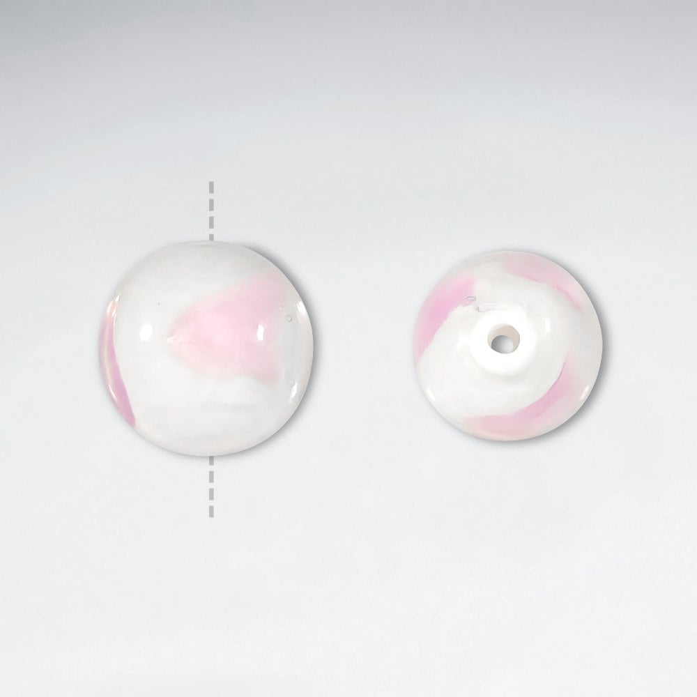 15x14mm Smooth Round Splat Dot Lampwork Glass Beads pkg of 20