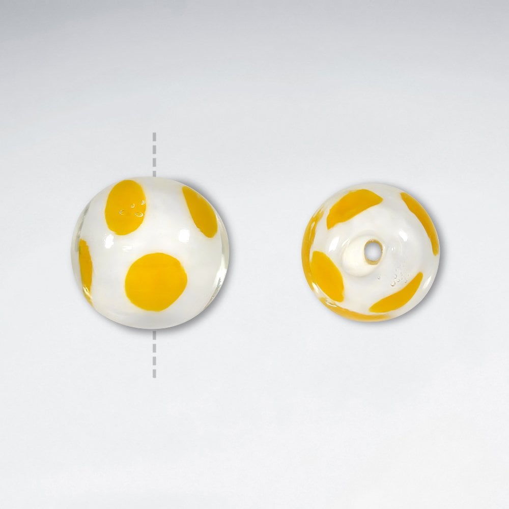 15x14mm Smooth Round Splat Dot Lampwork Glass Beads pkg of 20