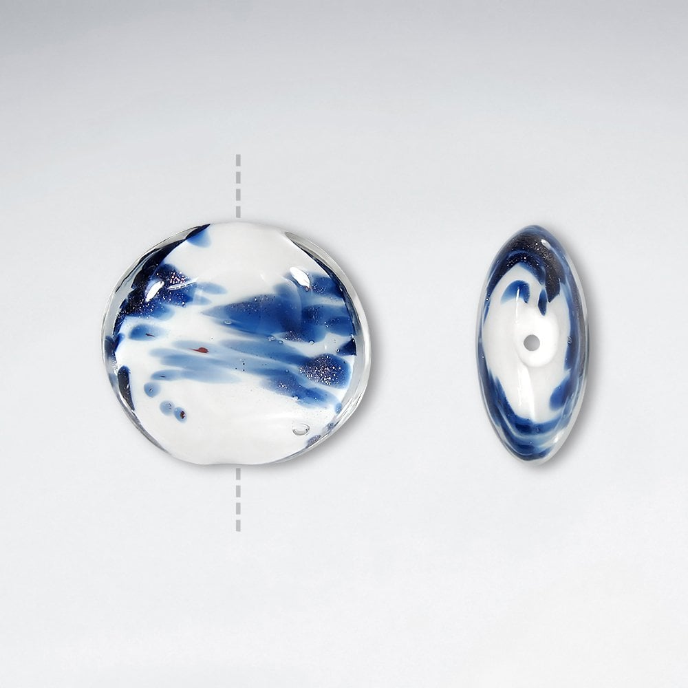 20.4x20.4mm Smooth Circular Wavy Glass Beads pkg of 20