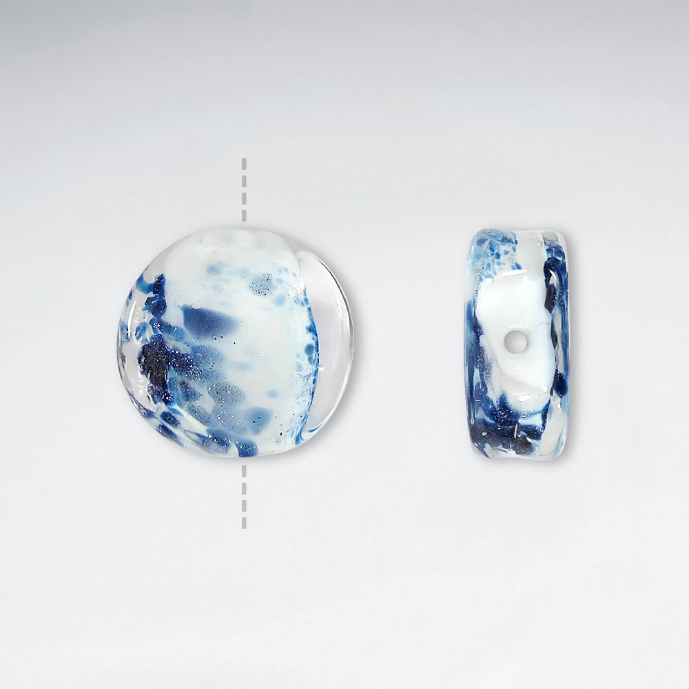 16.1x16.3mm Smooth Circular Artful Lampwork Glass Beads pkg of 30