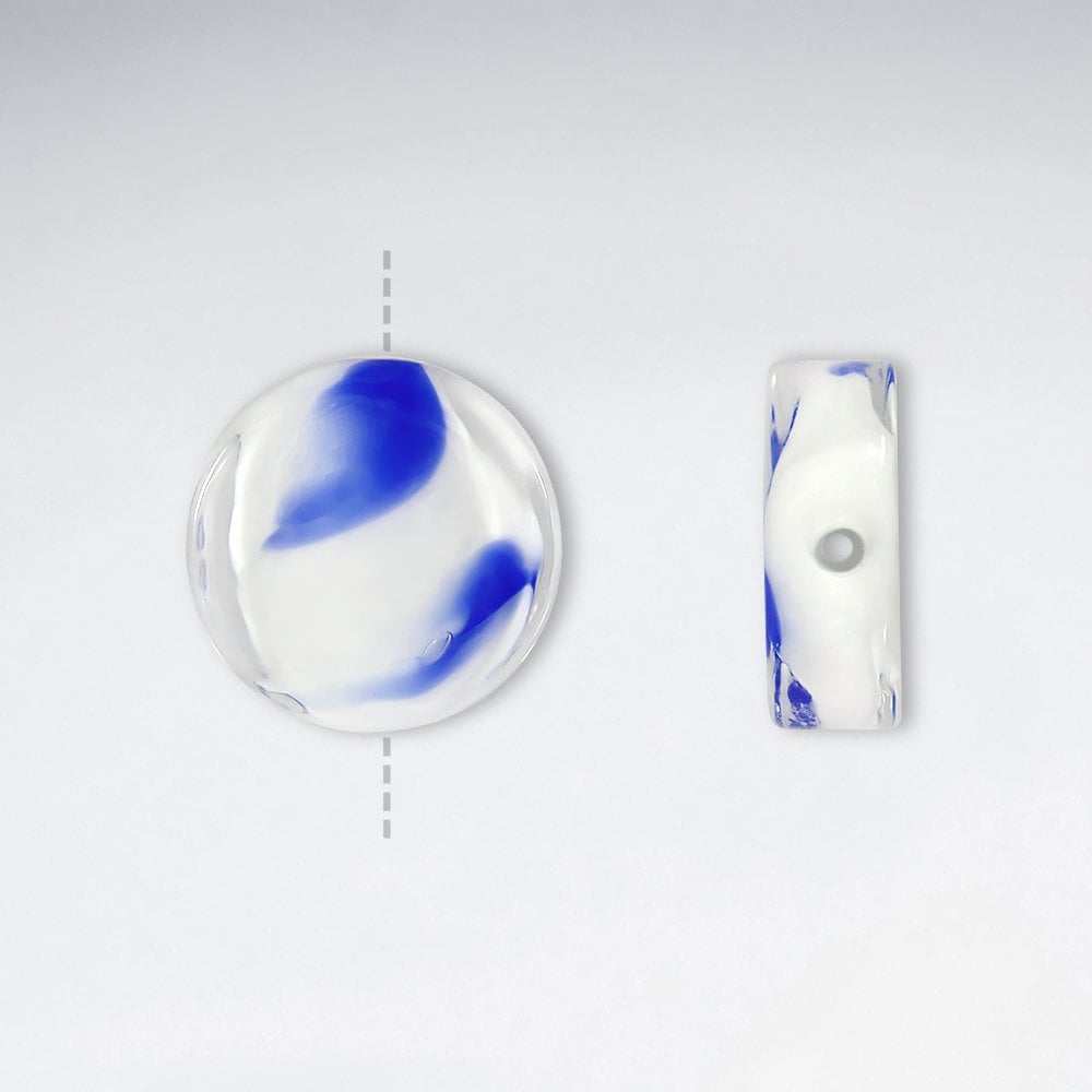 16x15.5mm Smooth Petal Pattern Thin Circle Glass Beads pkg of 30