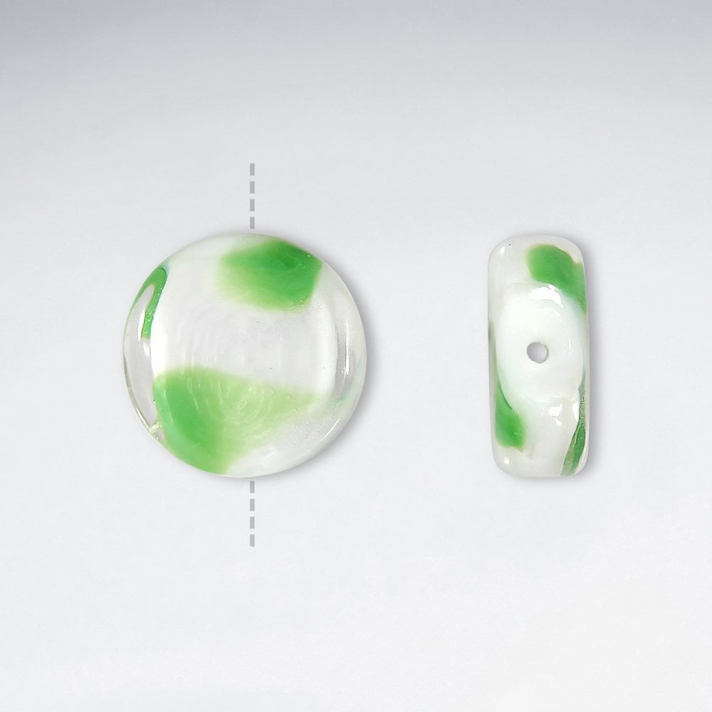 16x15.5mm Smooth Petal Pattern Thin Circle Glass Beads pkg of 30