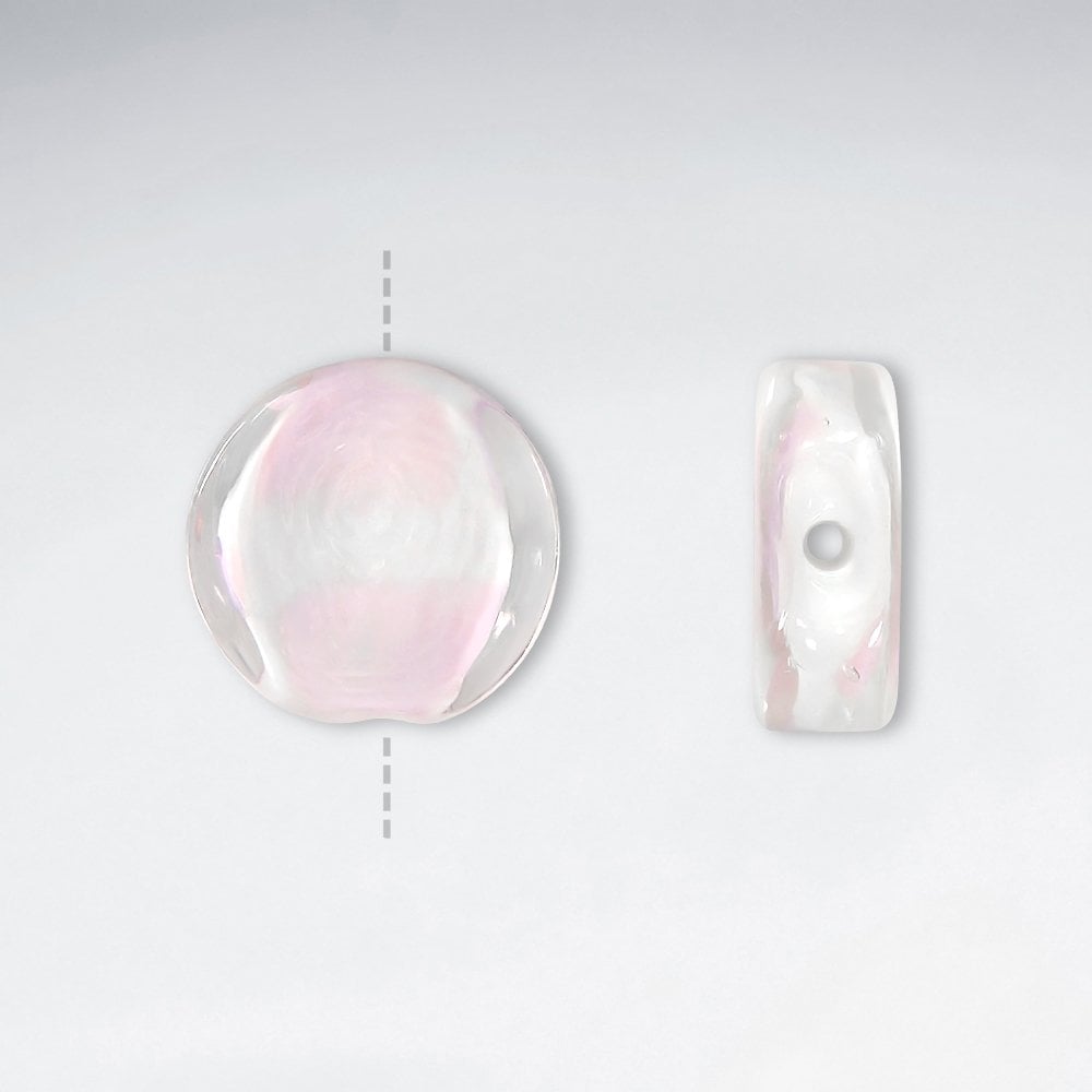 16x15.5mm Smooth Petal Pattern Thin Circle Glass Beads pkg of 30
