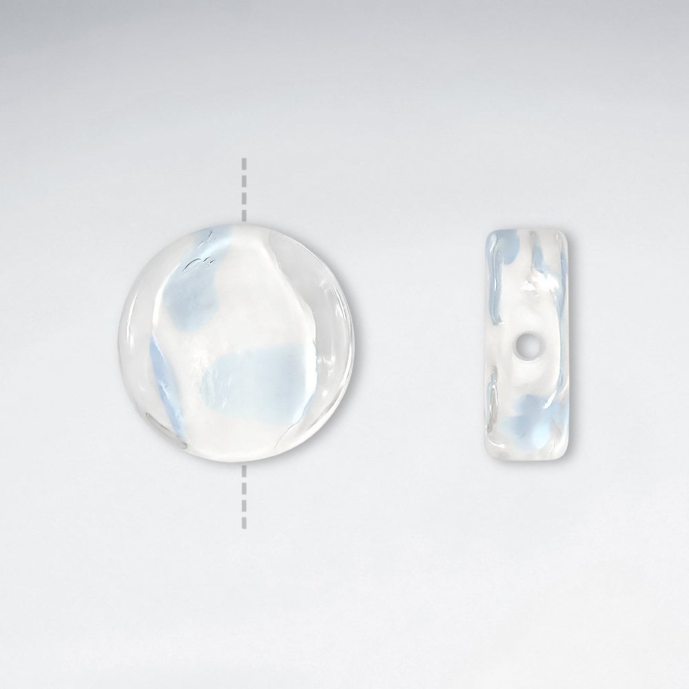 16x15.5mm Smooth Petal Pattern Thin Circle Glass Beads pkg of 30